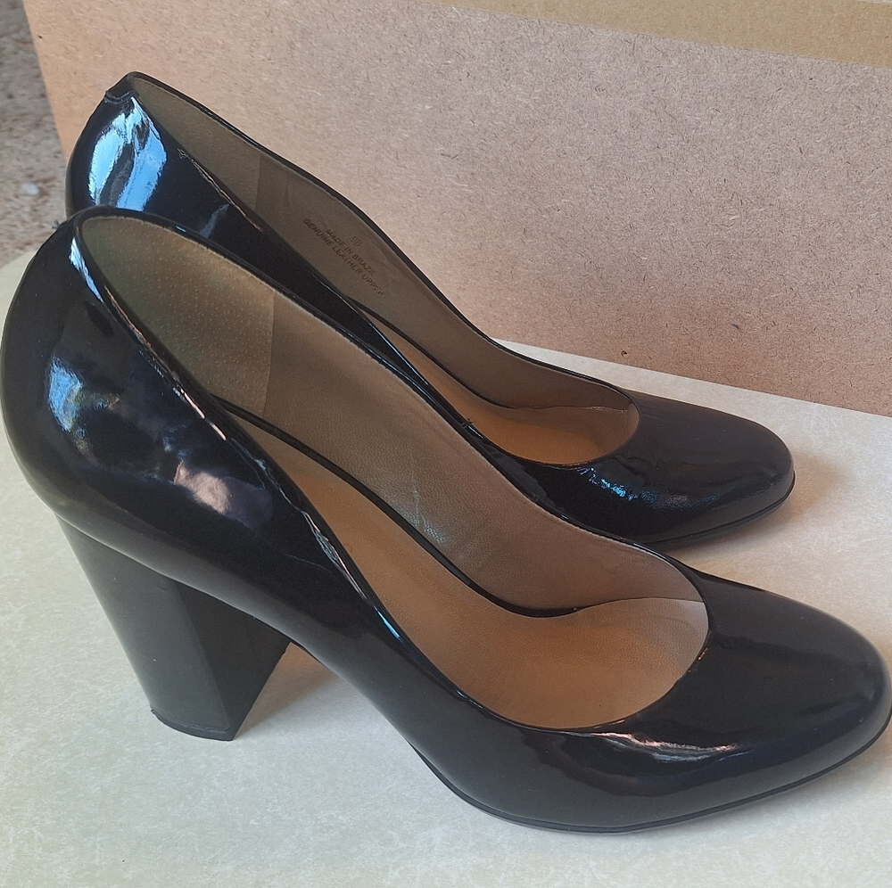 Talbots Black Heels Shoes patent leather Glossy pumps heels size 9B Sabria - Picture 7 of 8